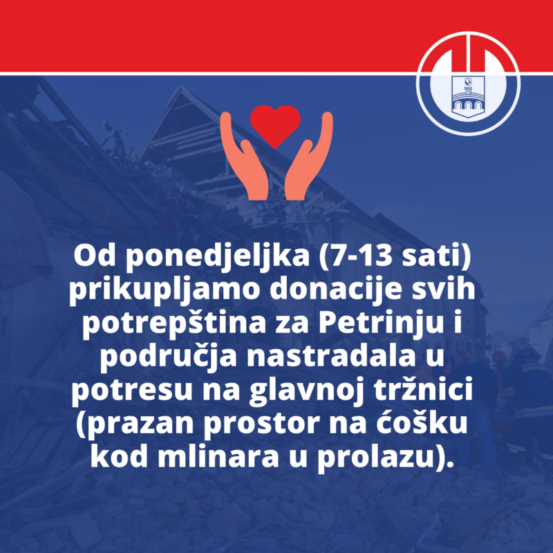 Od ponedjeljka na glavnoj tržnici možete donirati za područja nastradala u potresu